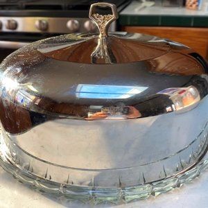 Chrome Cake Cover & glass plate